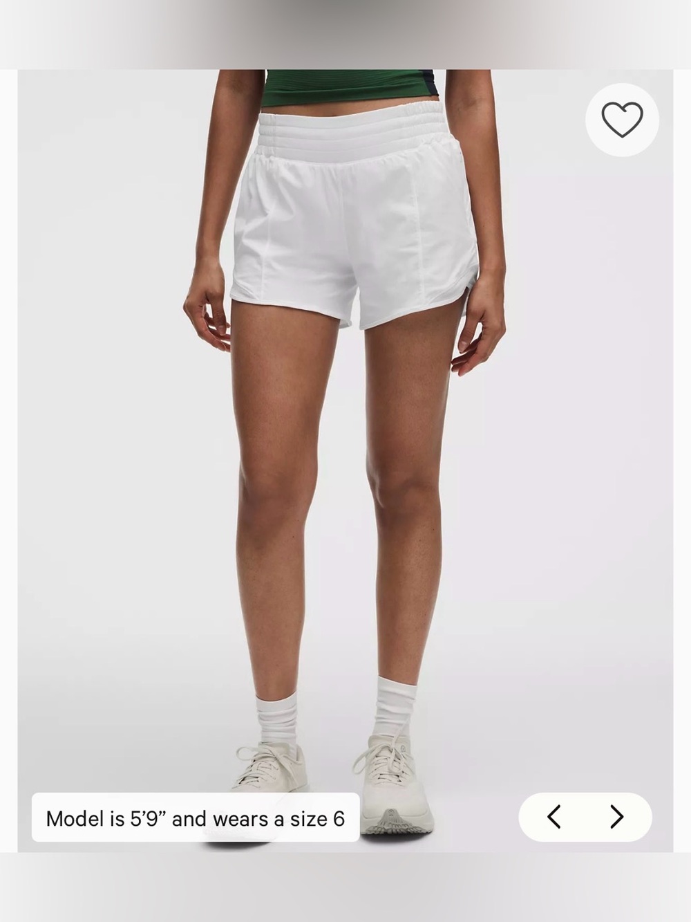 Lululemon white hotty hots shorts size 8